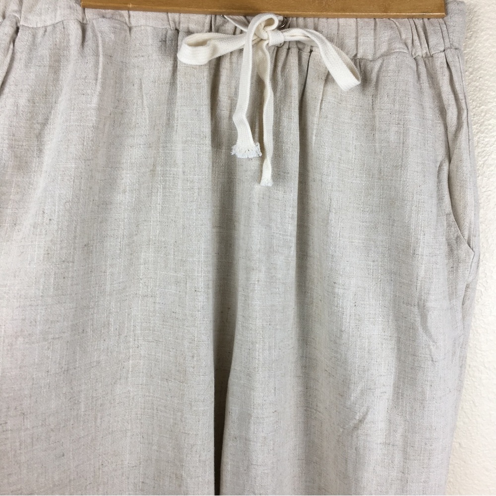 No Brand Women's Beige Linen Blend Wide Leg Pull On Pant Size XL - Picture 3 of 10